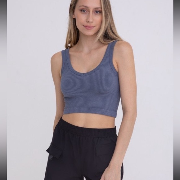 Mono B olive ribbed bralette/tank M - Picture 1 of 10